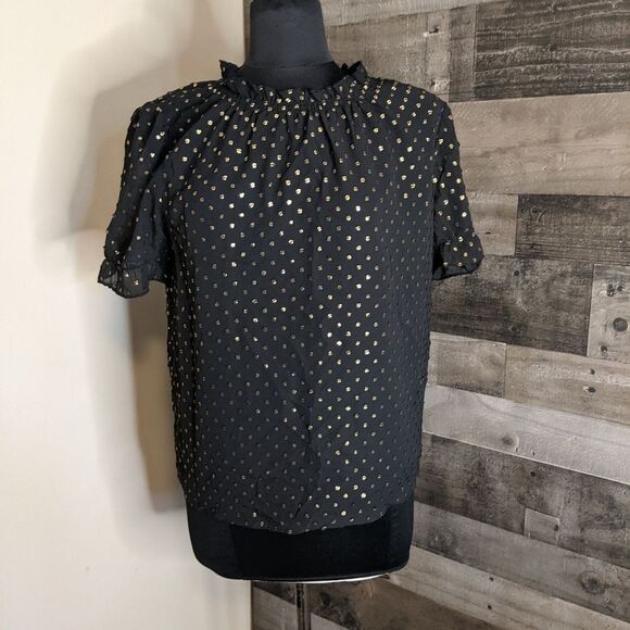 J.Crew Black & Gold Top NWT S - Picture 1 of 5